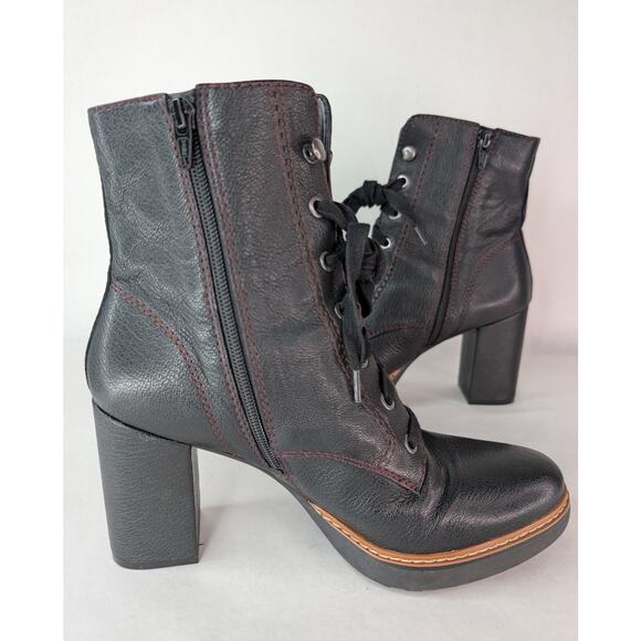 Naturalizer Callie Black Tumbled Leather Heeled Booties Size 9M EUC - Picture 3 of 10